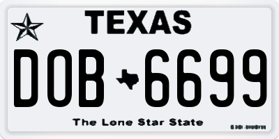TX license plate DOB6699