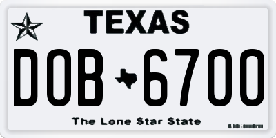 TX license plate DOB6700