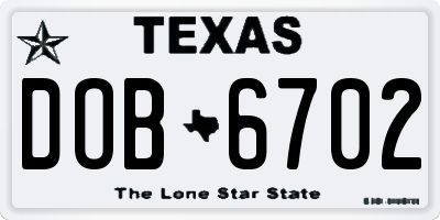 TX license plate DOB6702
