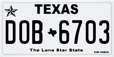 TX license plate DOB6703