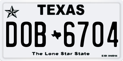 TX license plate DOB6704