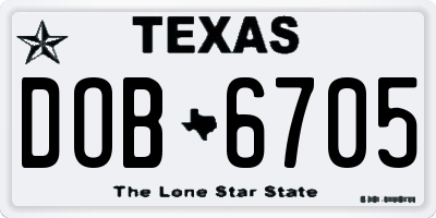 TX license plate DOB6705