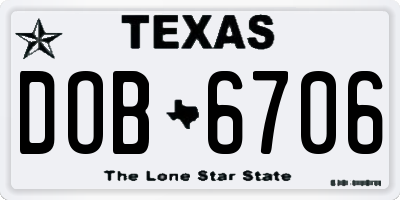 TX license plate DOB6706