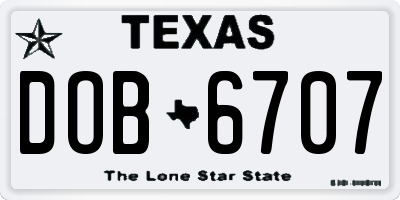 TX license plate DOB6707