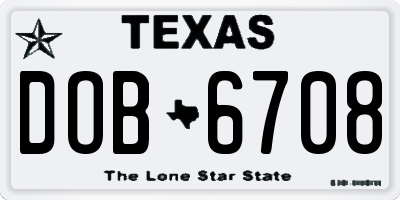 TX license plate DOB6708