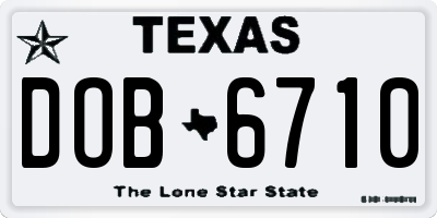 TX license plate DOB6710