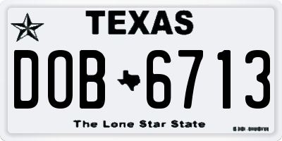 TX license plate DOB6713