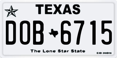 TX license plate DOB6715