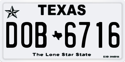 TX license plate DOB6716