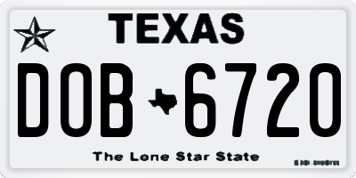 TX license plate DOB6720