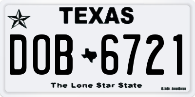 TX license plate DOB6721