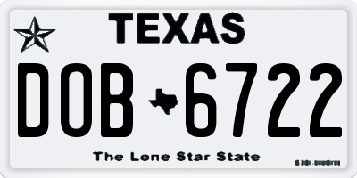 TX license plate DOB6722