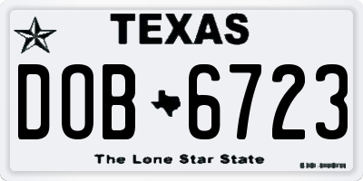 TX license plate DOB6723