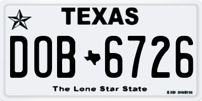 TX license plate DOB6726