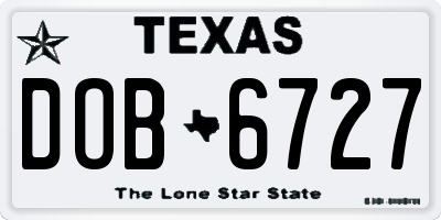 TX license plate DOB6727