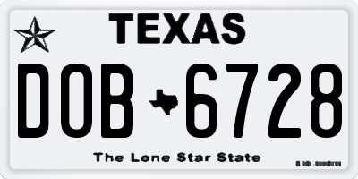 TX license plate DOB6728