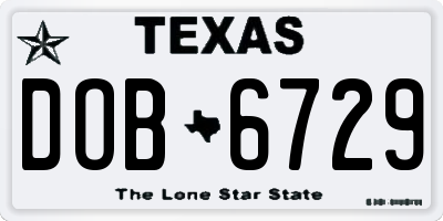 TX license plate DOB6729