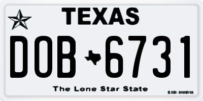 TX license plate DOB6731