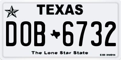 TX license plate DOB6732