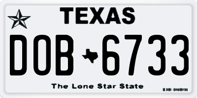 TX license plate DOB6733