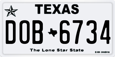 TX license plate DOB6734