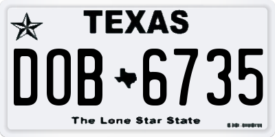 TX license plate DOB6735