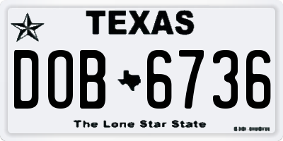 TX license plate DOB6736