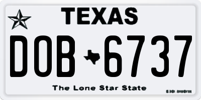 TX license plate DOB6737