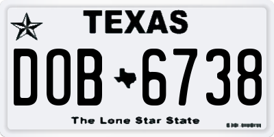 TX license plate DOB6738