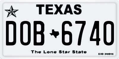 TX license plate DOB6740