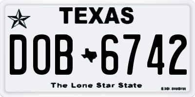 TX license plate DOB6742
