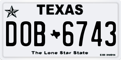 TX license plate DOB6743