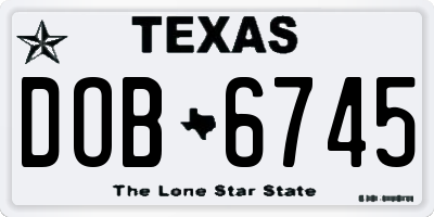 TX license plate DOB6745