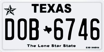 TX license plate DOB6746