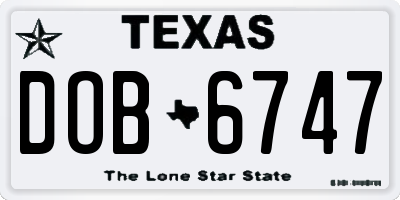 TX license plate DOB6747