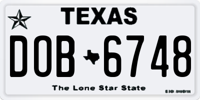 TX license plate DOB6748