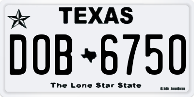TX license plate DOB6750