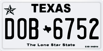 TX license plate DOB6752