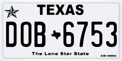 TX license plate DOB6753