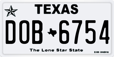 TX license plate DOB6754