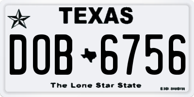TX license plate DOB6756