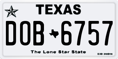 TX license plate DOB6757