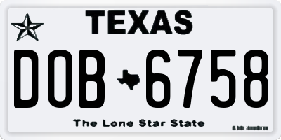 TX license plate DOB6758