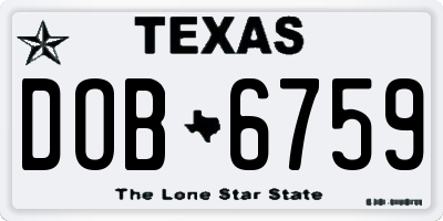 TX license plate DOB6759