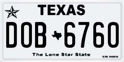 TX license plate DOB6760