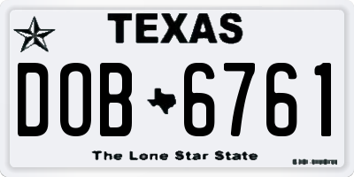 TX license plate DOB6761