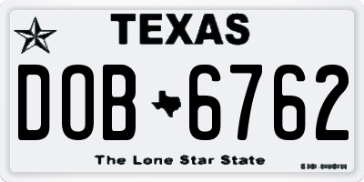 TX license plate DOB6762