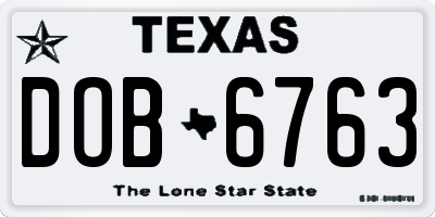TX license plate DOB6763