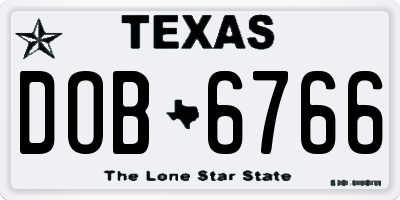 TX license plate DOB6766
