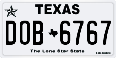 TX license plate DOB6767